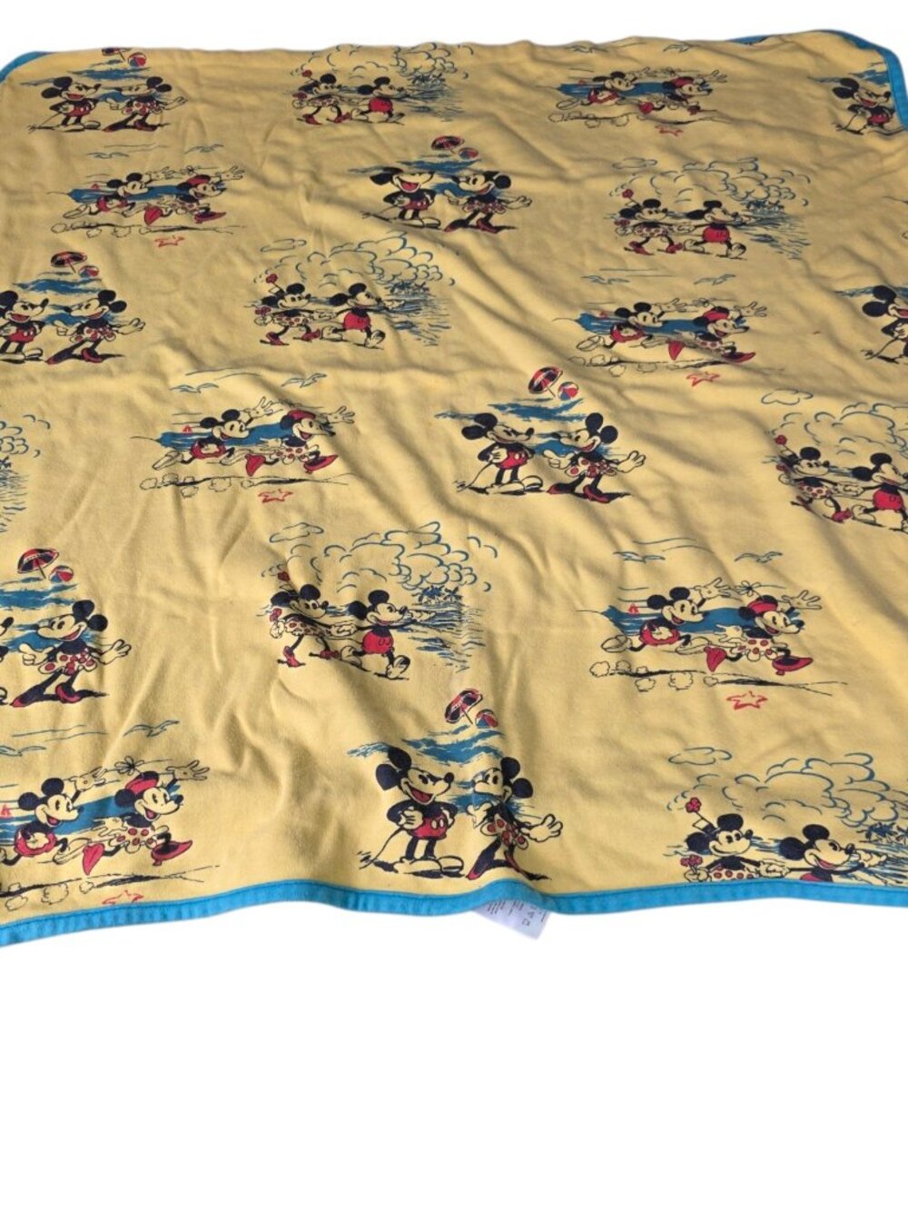 Disney Junk Food Receiving Blanket Mickey Minnie Mouse Yellow Blue